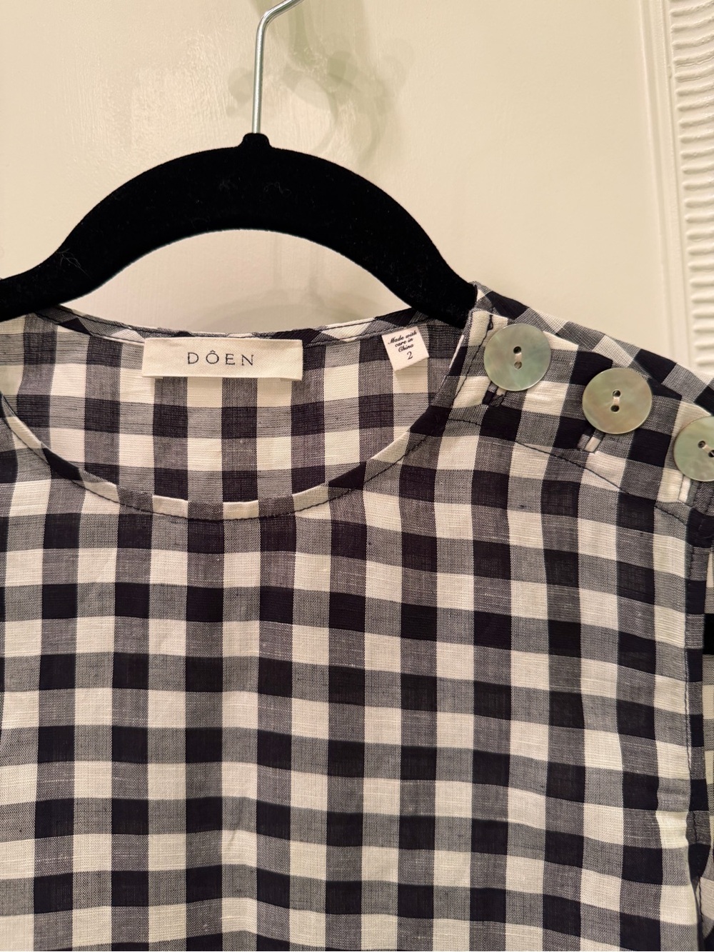 NEW Doen Black and White Coralie Gingham Mini Shift Dress Size 2 - Picture 7 of 12